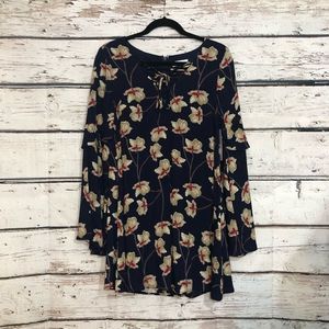 Ruffled long sleeve floral dress